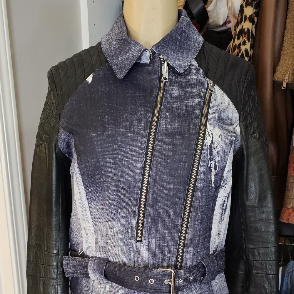 🔥🔥Rebecca MINKOFF 100% ALL Leather Black/blue Women's Jacket